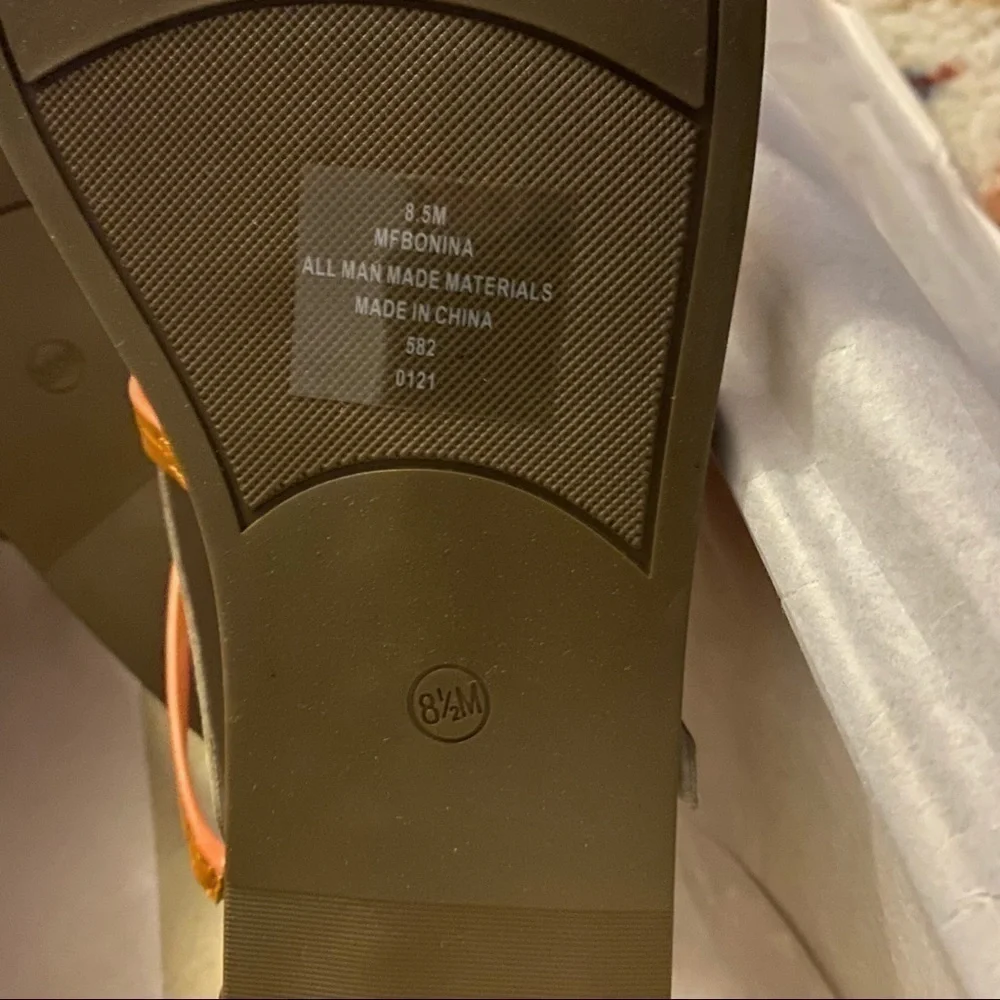 Marc Fisher Bonina Orange Croc Embossed Sandal, New in Box